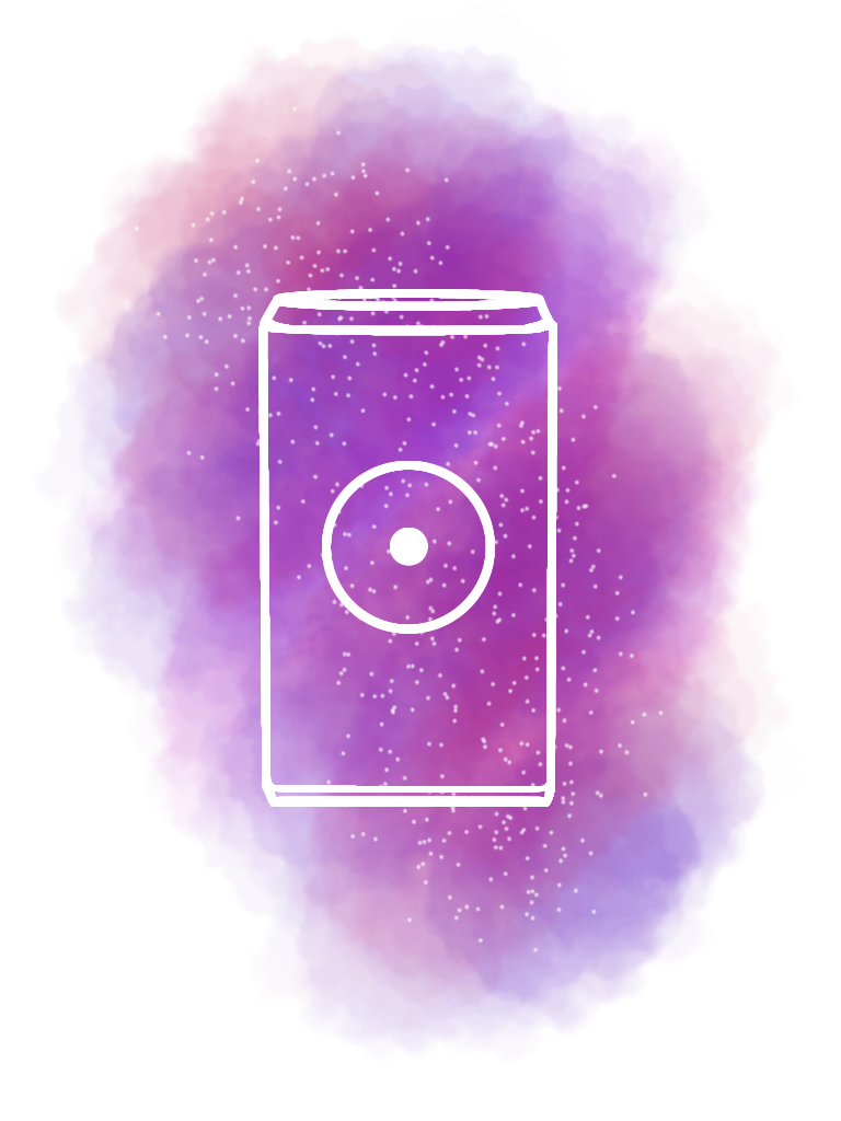 minimalism, pop can outline, galaxy, watercolor, transparent